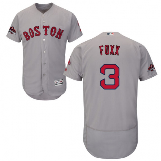 Men's Majestic Boston Red Sox #3 Jimmie Foxx Grey Road Flex Base Authentic Collection 2018 World Series Champions MLB Jersey - Ujersey