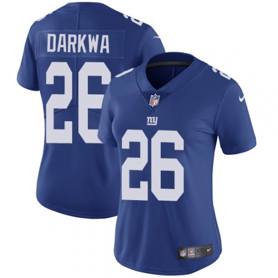 Women's Nike New York Giants #26 Orleans Darkwa Royal Blue Team Color Vapor Untouchable Limited Player NFL Jersey - Ujersey