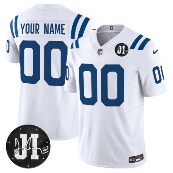 Men's Indianapolis Colts Active Player Custom White 2025 F.U.S.E. Jim Irsay Patch Vapor Limited Football Stitched Jersey - Ujersey