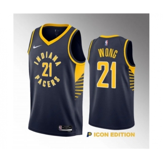Men's Indiana Pacers #21 Isaiah Wong Navy 2023 Draft Icon Edition Stitched Basketball Jersey - Ujersey