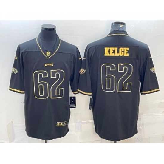 Men's Philadelphia Eagles #62 Jason Kelce Black Golden Edition Stitched NFL Nike Limited Jersey - Ujersey