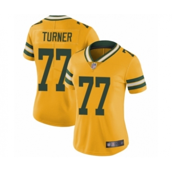 Women's Green Bay Packers #77 Billy Turner Limited Gold Rush Vapor Untouchable Football Jersey