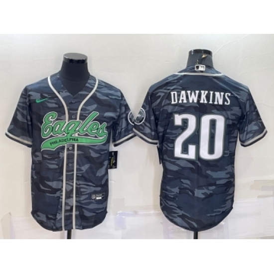 Men's Philadelphia Eagles #20 Brian Dawkins Grey Cam Cool Base Stitched Baseball Jersey - Ujersey