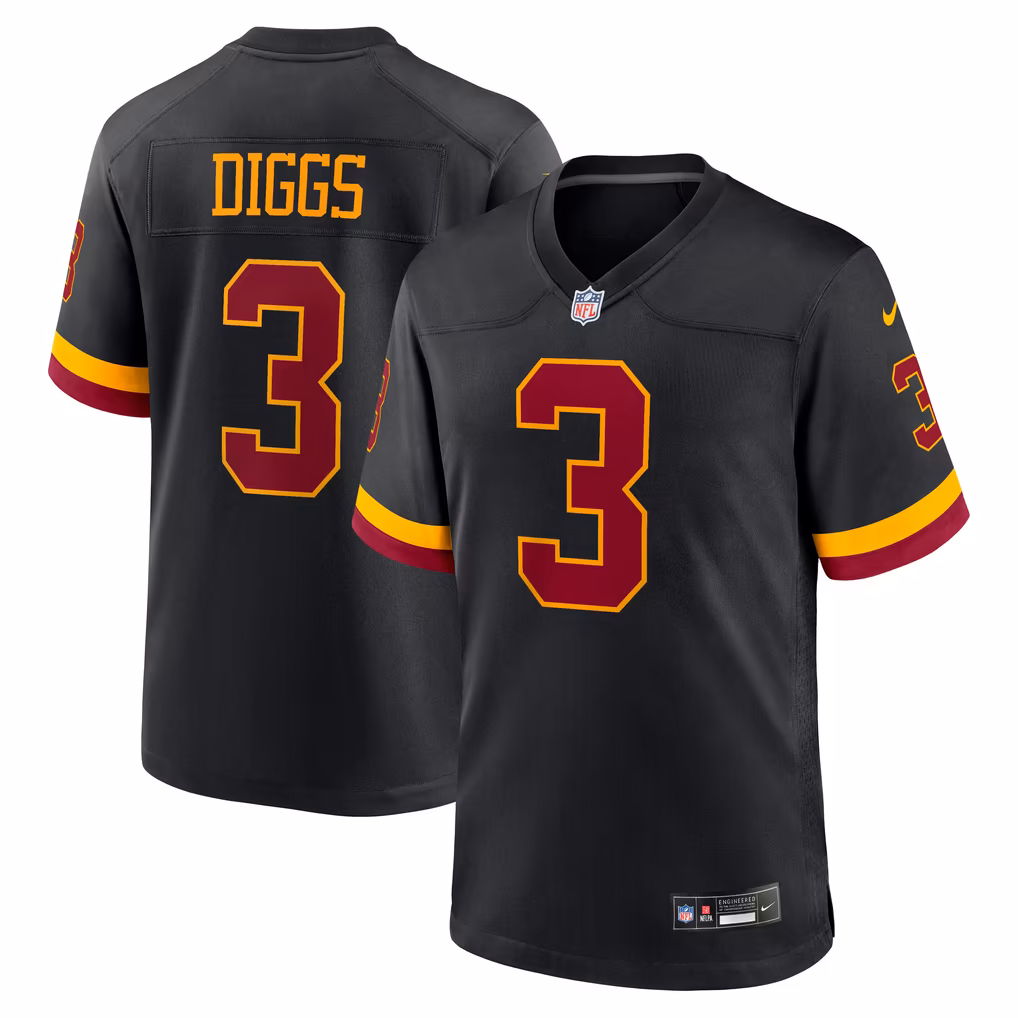Men's Washington Commanders Stefon Diggs Nike Black Alternate Game Jersey - Ujersey