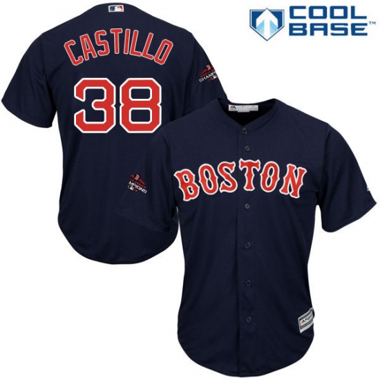 Youth Majestic Boston Red Sox #38 Rusney Castillo Authentic Navy Blue Alternate Road Cool Base 2018 World Series Champions MLB Jersey - Ujersey