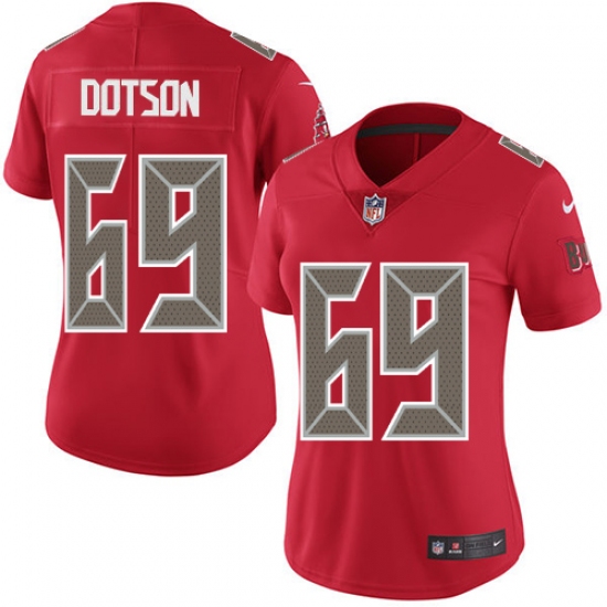 Women's Nike Tampa Bay Buccaneers #69 Demar Dotson Limited Red Rush Vapor Untouchable NFL Jersey - Ujersey
