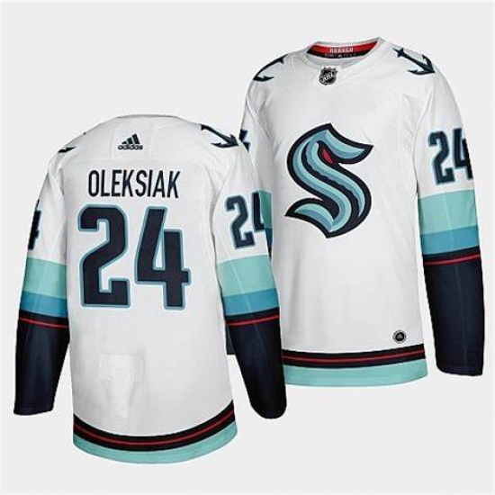 Men's Seattle Kraken #24 Jamie Oleksiak Away White Jersey - Ujersey