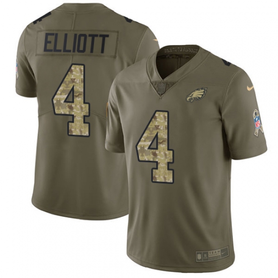 Youth Nike Philadelphia Eagles #4 Jake Elliott Limited Olive/Camo 2017 Salute to Service NFL Jersey - Ujersey