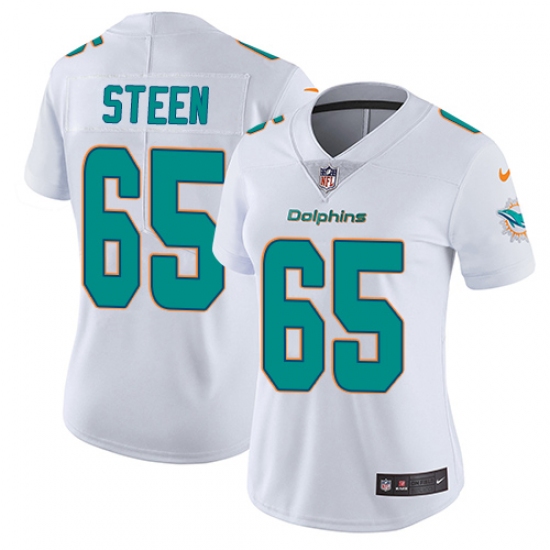 Women's Nike Miami Dolphins #65 Anthony Steen White Vapor Untouchable Limited Player NFL Jersey - Ujersey