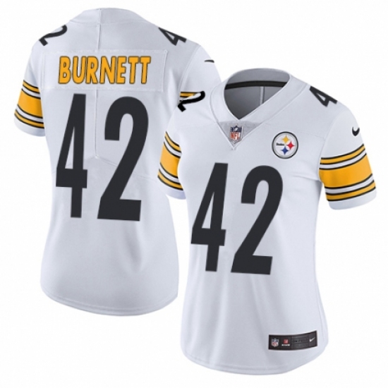 Women's Nike Pittsburgh Steelers #42 Morgan Burnett White Vapor Untouchable Limited Player NFL Jersey - Ujersey