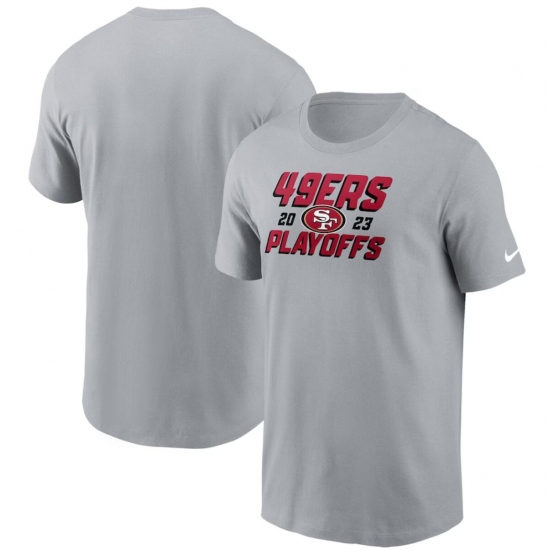 Men's San Francisco 49ers Gray 2023 Playoffs Iconic T-Shirt - Ujersey