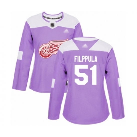 Women's Detroit Red Wings #51 Valtteri Filppula Authentic Purple Fights Cancer Practice Hockey Jersey - Ujersey