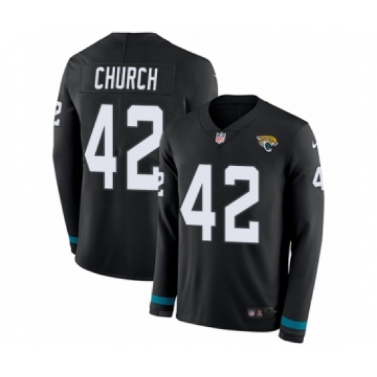 Youth Nike Jacksonville Jaguars #42 Barry Church Limited Black Therma Long Sleeve NFL Jersey - Ujersey