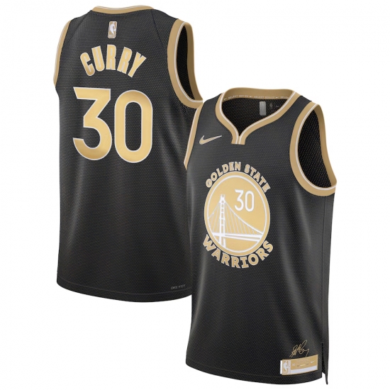 Men's Golden State Warriors 30 Stephen Curry Black Gold 2024 Select Series Stitched Jersey - Ujersey