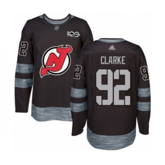 Men's New Jersey Devils #92 Graeme Clarke Authentic Black 1917-2017 100th Anniversary Hockey Jersey