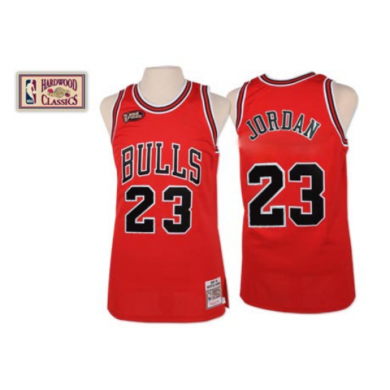 Men's Mitchell and Ness Chicago Bulls #23 Michael Jordan Swingman Red Final Patch Throwback NBA Jersey - Ujersey