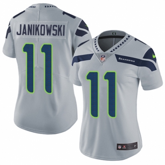 Women's Nike Seattle Seahawks #11 Sebastian Janikowski Grey Alternate Vapor Untouchable Elite Player NFL Jersey - Ujersey