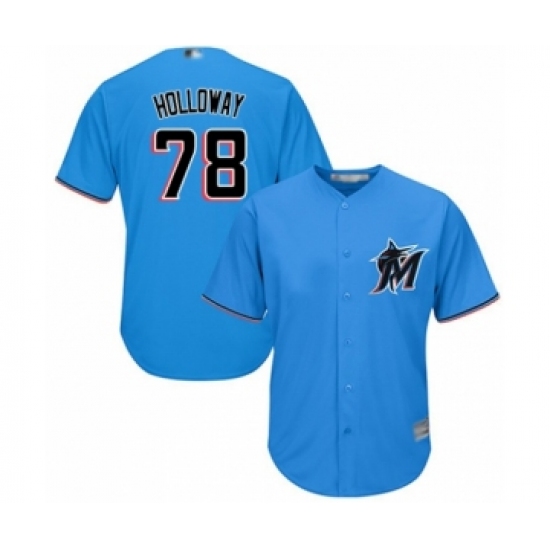 Youth Miami Marlins #78 Jordan Holloway Authentic Blue Alternate 1 Cool Base Baseball Player Jersey - Ujersey