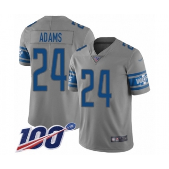 Youth Detroit Lions #24 Andrew Adams Limited Gray Inverted Legend 100th Season Football Jersey - Ujersey