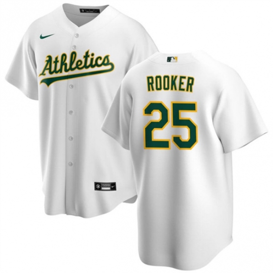 Men's Oakland Athletics #25 Brent Rooker White Cool Base Stitched Jersey - Ujersey