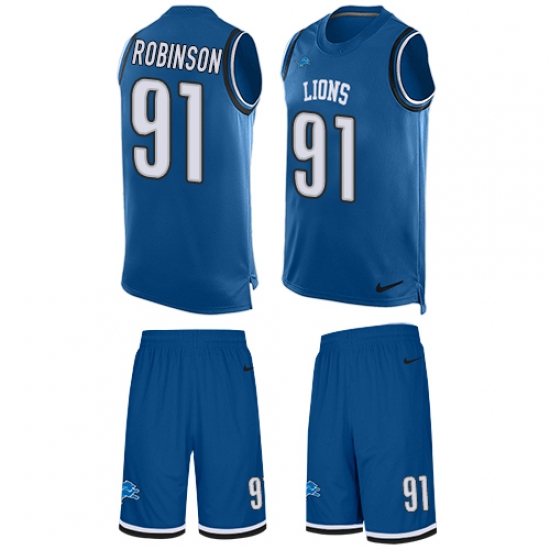 Men's Nike Detroit Lions #91 A'Shawn Robinson Limited Light Blue Tank Top Suit NFL Jersey - Ujersey