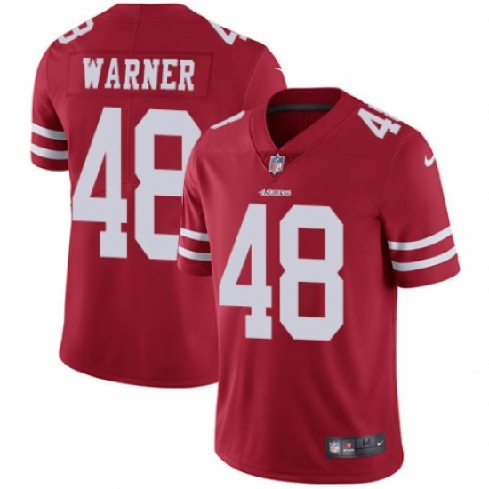 Men's Nike San Francisco 49ers #48 Fred Warner Red Team Color Vapor Untouchable Limited Player NFL Jersey - Ujersey