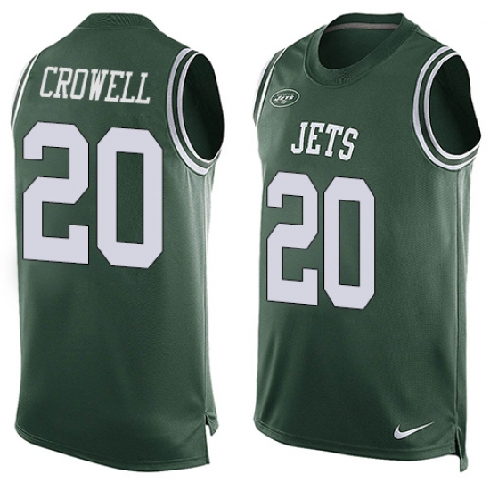 Men's Nike New York Jets #20 Isaiah Crowell Limited Green Player Name & Number Tank Top NFL Jersey - Ujersey
