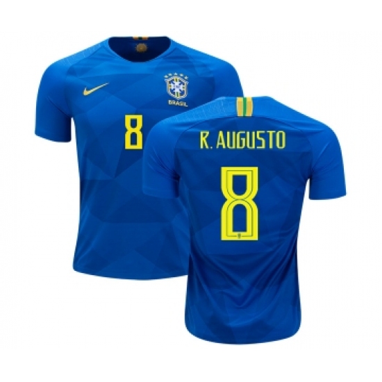 Brazil #8 R.Augusto Away Kid Soccer Country Jersey