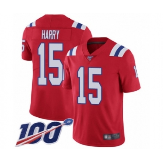 Men's New England Patriots #15 NKeal Harry Red Alternate Vapor Untouchable Limited Player 100th Season Football Jersey - Ujersey