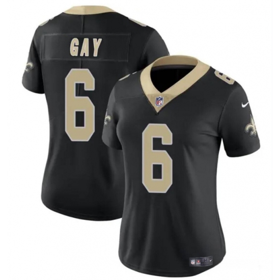 Women's New Orleans Saints #6 Willie Gay Black Vapor Football Stitched Game Jersey(Run Small) - Ujersey