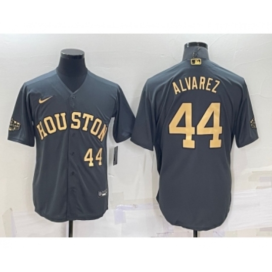 Men's Houston Astros #44 Yordan Alvarez Number Grey 2022 All Star Stitched Cool Base Nike Jersey - Ujersey