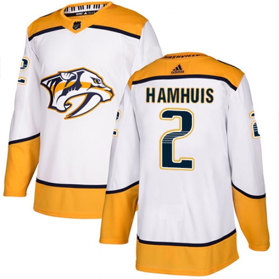 Men's Adidas Nashville Predators #2 Dan Hamhuis Authentic White Away NHL Jersey - Ujersey