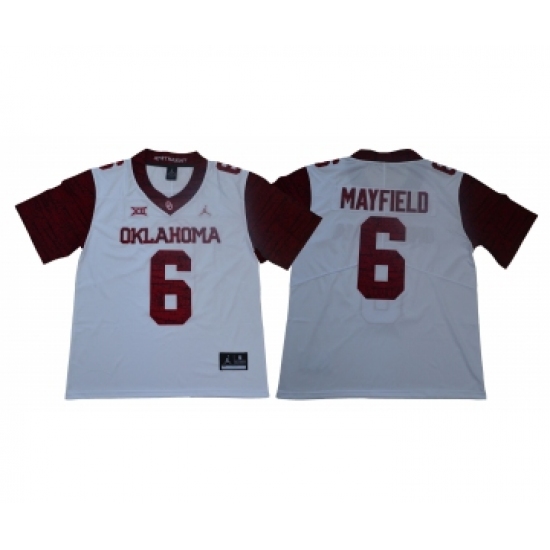 Oklahoma Sooners 6 Baker Mayfield White 47 Game Winning Streak College Football Jersey - Ujersey
