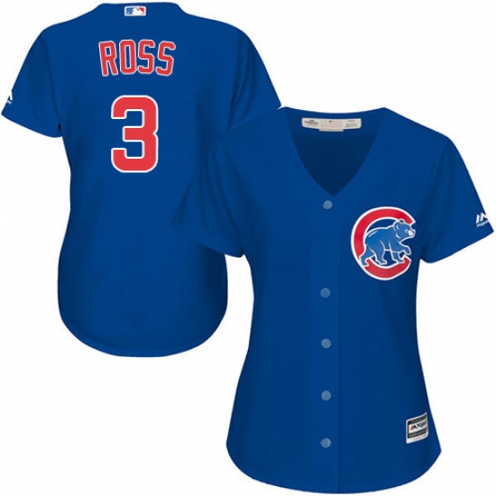Women's Majestic Chicago Cubs #3 David Ross Authentic Royal Blue Alternate MLB Jersey - Ujersey