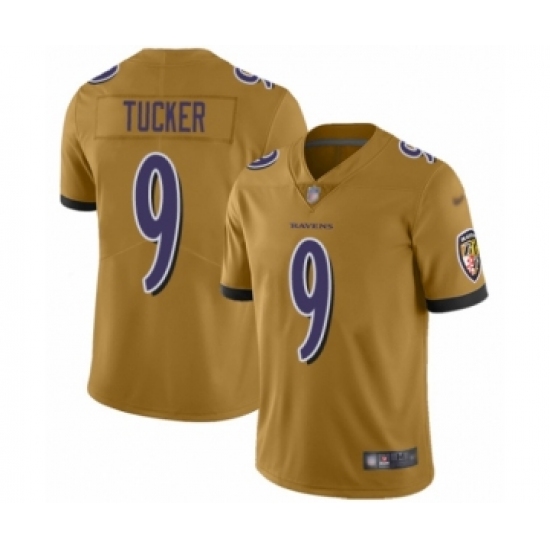 Youth Baltimore Ravens #9 Justin Tucker Limited Gold Inverted Legend Football Jersey - Ujersey