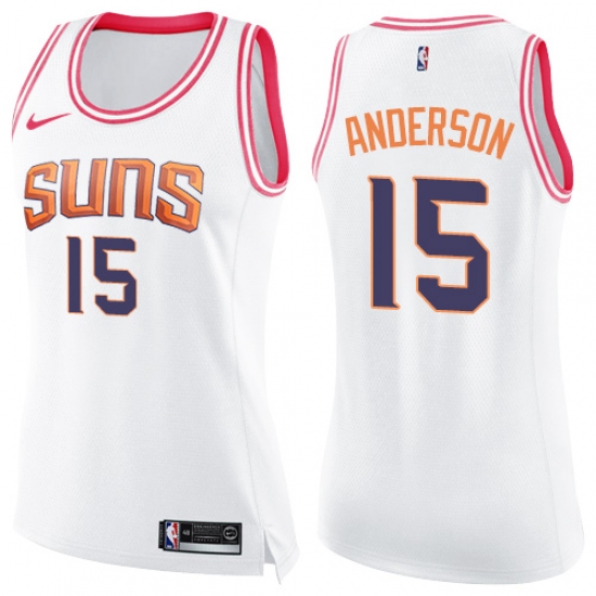 Women's Nike Phoenix Suns #15 Ryan Anderson Swingman White Pink Fashion NBA Jersey - Ujersey