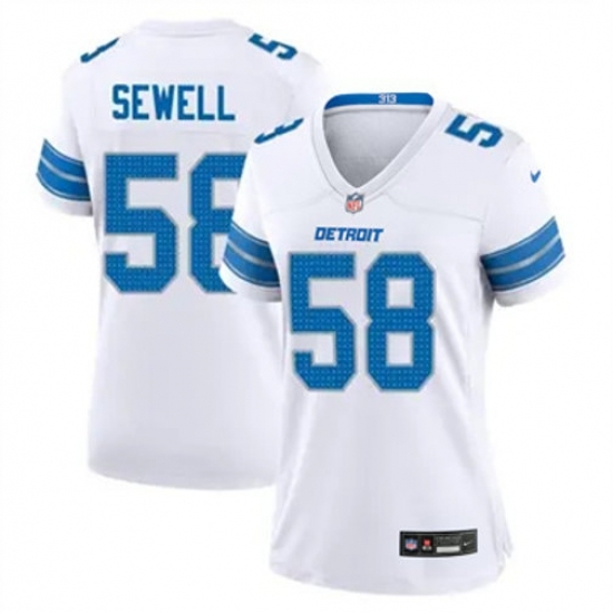 Women Detroit Lions #58 Penei Sewell White 2024 F U S E Alternate Vapor Limited Stitched Jersey - Ujersey