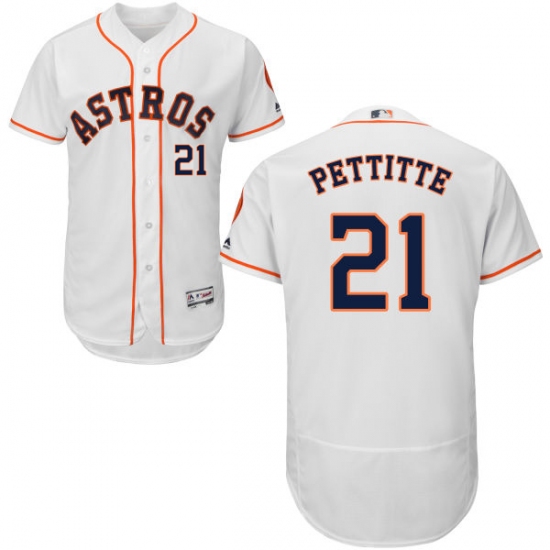 Men's Majestic Houston Astros #21 Andy Pettitte White Home Flex Base Authentic Collection MLB Jersey - Ujersey