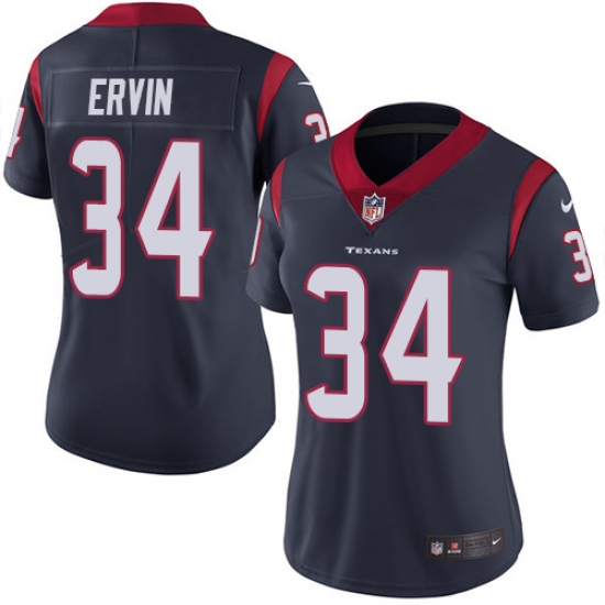 Women's Nike Houston Texans #34 Tyler Ervin Limited Navy Blue Team Color Vapor Untouchable NFL Jersey - Ujersey