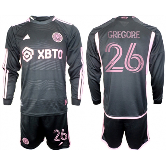 Men's Inter Miami CF #26 Gregore 2023-24 Black Away Soccer Jersey Suit - Ujersey