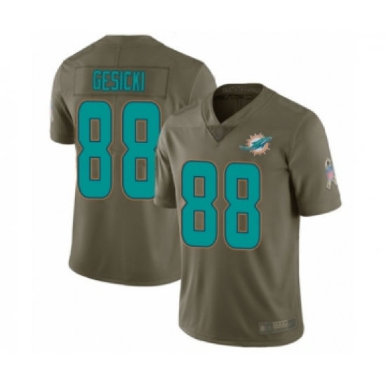Youth Miami Dolphins #88 Mike Gesicki Limited Olive 2017 Salute to Service Football Jersey - Ujersey