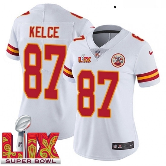 Women Kansas City Chiefs Travis Kelce #87 White 2024 2025 Super Bowl LIX F U S E Stitched Jersey - Ujersey