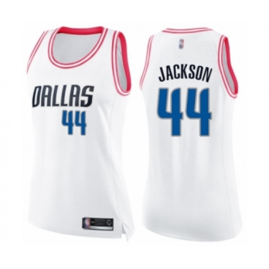 Women's Dallas Mavericks #44 Justin Jackson Swingman White Pink Fashion Basketball Jersey - Ujersey