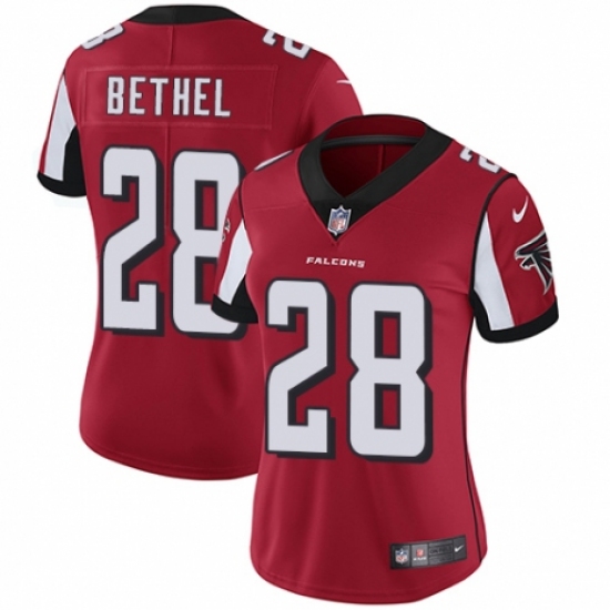 Women's Nike Atlanta Falcons #28 Justin Bethel Red Team Color Vapor Untouchable Limited Player NFL Jersey - Ujersey
