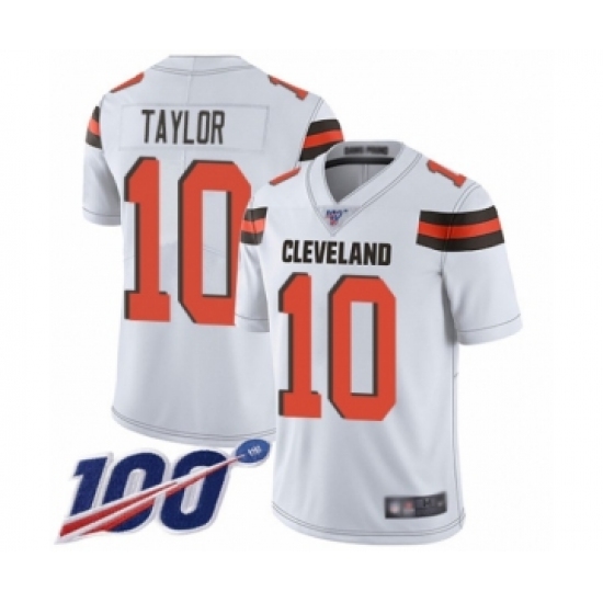 Youth Cleveland Browns #10 Taywan Taylor White Vapor Untouchable Limited Player 100th Season Football Jersey - Ujersey