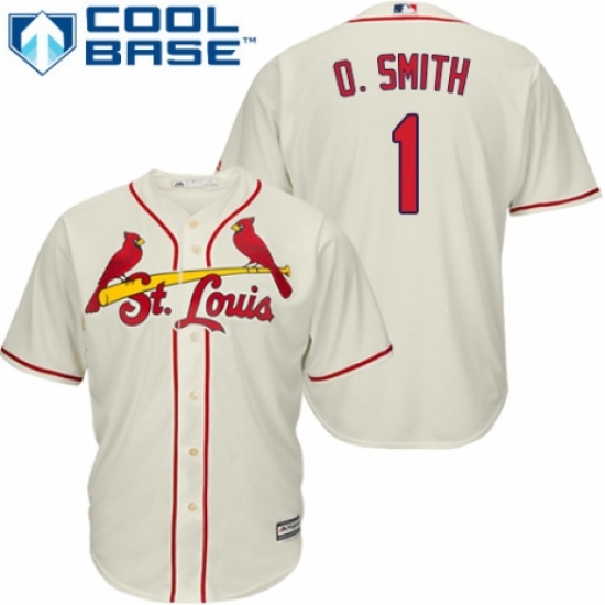Men's Majestic St. Louis Cardinals #1 Ozzie Smith Replica Cream Alternate Cool Base MLB Jersey - Ujersey