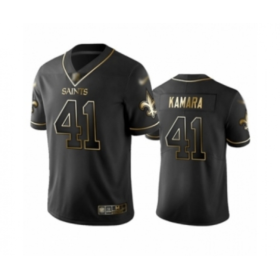 Men's New Orleans Saints #41 Alvin Kamara Limited Black Golden Edition Football Jersey - Ujersey