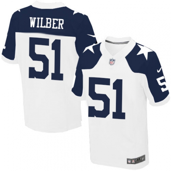 Men's Nike Dallas Cowboys #51 Kyle Wilber Elite White Throwback Alternate NFL Jersey - Ujersey