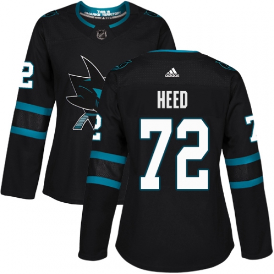 Women's Adidas San Jose Sharks #72 Tim Heed Premier Black Alternate NHL Jersey - Ujersey