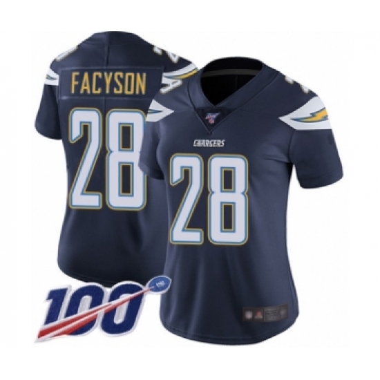 Women's Los Angeles Chargers #28 Brandon Facyson Navy Blue Team Color Vapor Untouchable Limited Player 100th Season Football Jersey - Ujersey